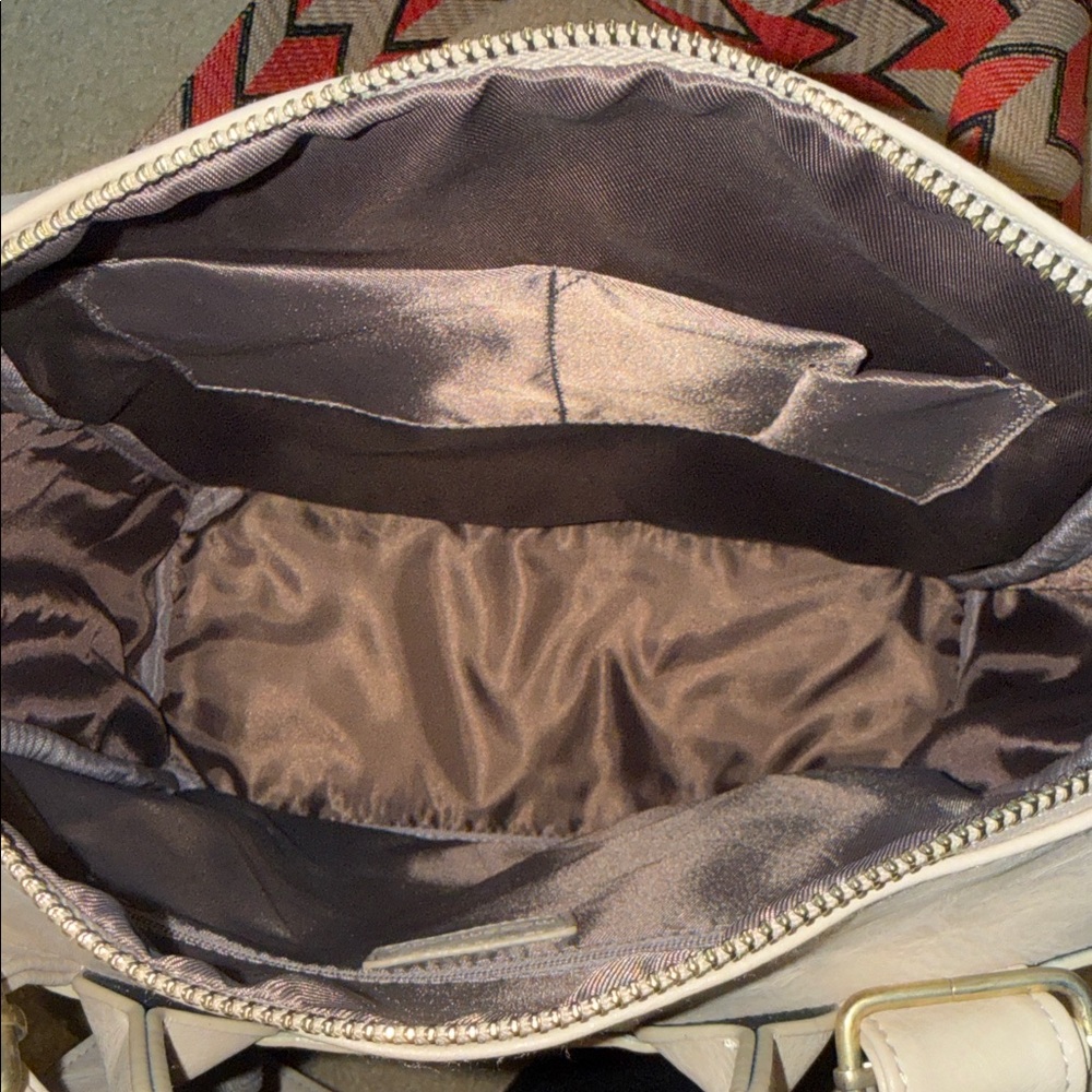 Cream Convertible Backpack with Removable Patterned Strap - Picture 3 of 4